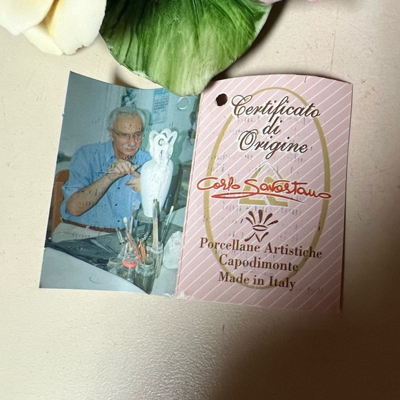 Italian Capodimonte Style Light Porcelain Rose - Picture 8 of 11